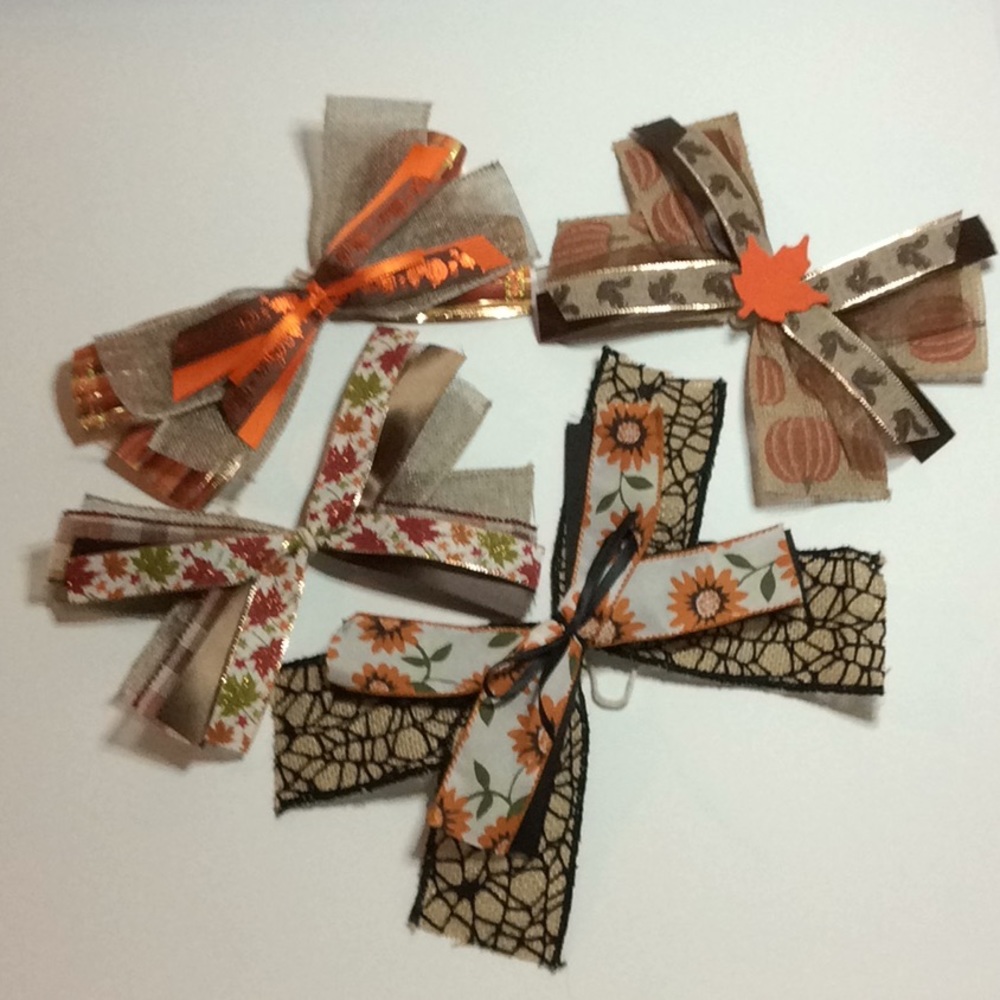 Hand Crafted Bows Fall Ties Back Set of 4